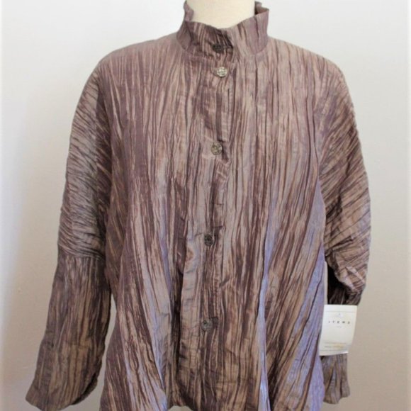 New ITEMZ Light Brown/Copper Crinkle Blouse OSFM - Picture 1 of 2